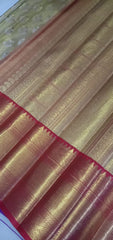 GOLD/RED BORDER COMBITION PURE KANCHI SILK SAREE