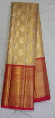 GOLD/RED BORDER COMBITION PURE KANCHI SILK SAREE