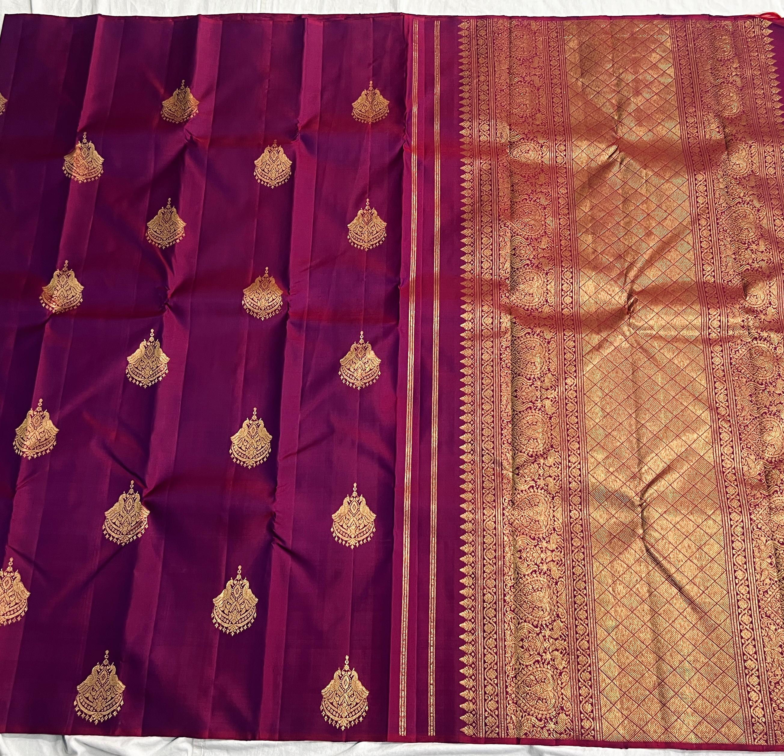 MAGENTA PINK BORDER COMBITION PURE KANCHI SILK S