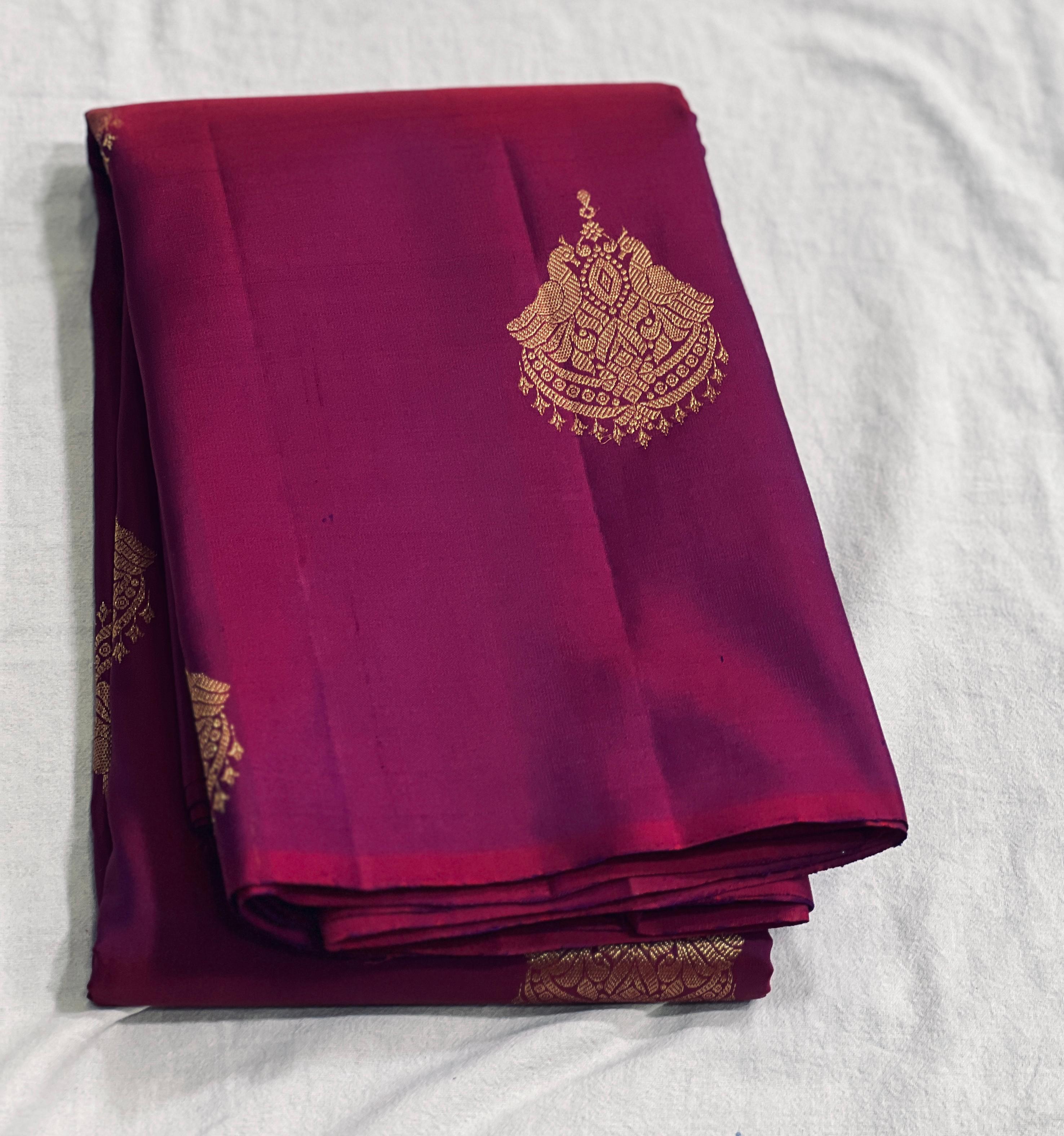 MAGENTA PINK BORDER COMBITION PURE KANCHI SILK S