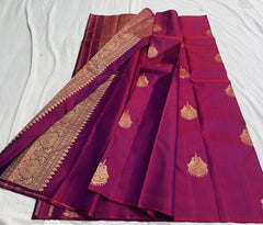 MAGENTA PINK BORDER COMBITION PURE KANCHI SILK S