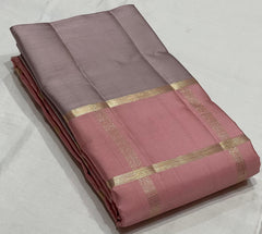 PEACH/ASH  BORDER COMBITION PURE KANCHI SILK SAREE