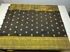 BLACK COLOUR&GOLD BORDER KANCHIPURAM SILK SAREE