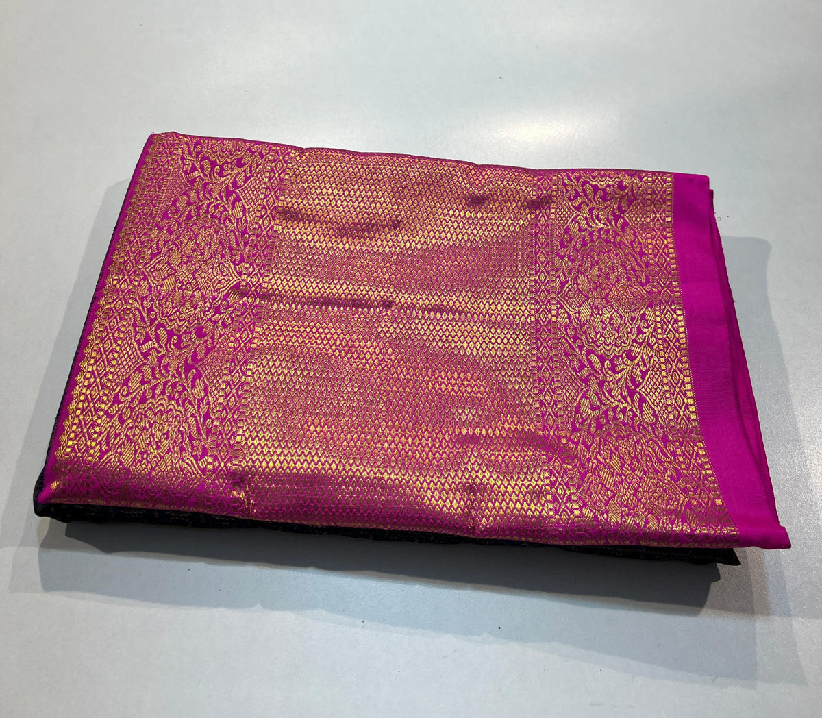 DARK BLUE COLOUR & PINK BORDER KACHIPURAM PATTU SILK SAREE