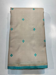 CREAM & TURQUOISE \ BLUE COLOUR COMBINATION KANCHIPURAM SILK SAREE