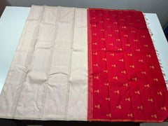 CREAM & RED COLOUR COMBINATION KACHIPURAM SILK SAREE