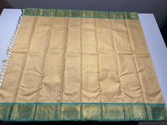 CREAM WHITE COLOUR & GREEN BORDER KACHIPURAM SILK SAREE