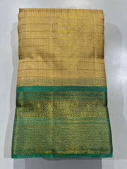 CREAM WHITE COLOUR & GREEN BORDER KACHIPURAM SILK SAREE