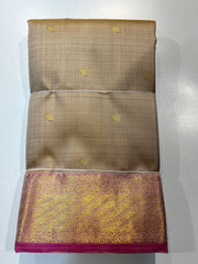 BEIGE & PINK COLOUR COMBINATION KANCHIPURAM SILK SAREE