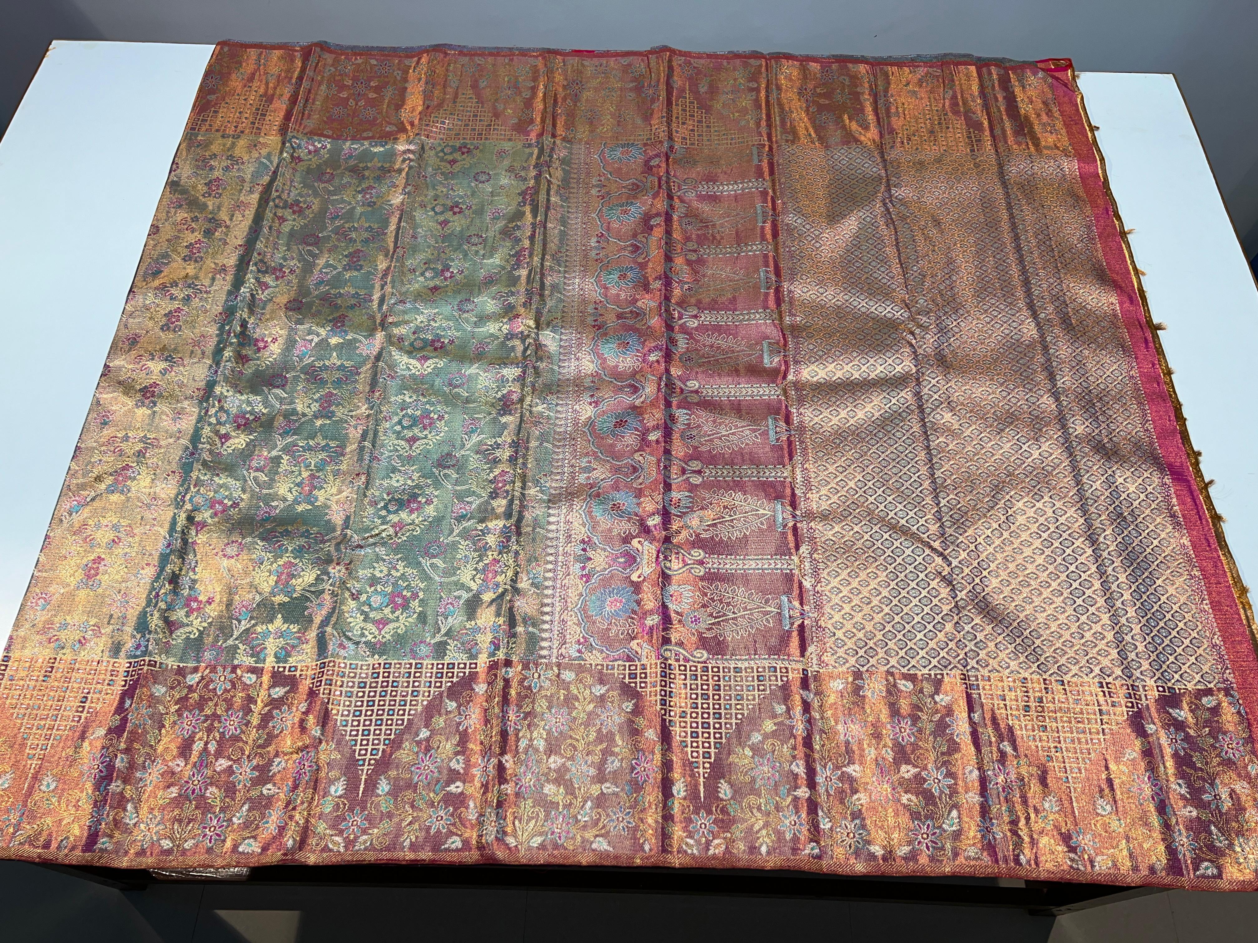 GOLD & COPPER COMBINATION COLOURS ZARI KACHIPURAM SILK SAREE