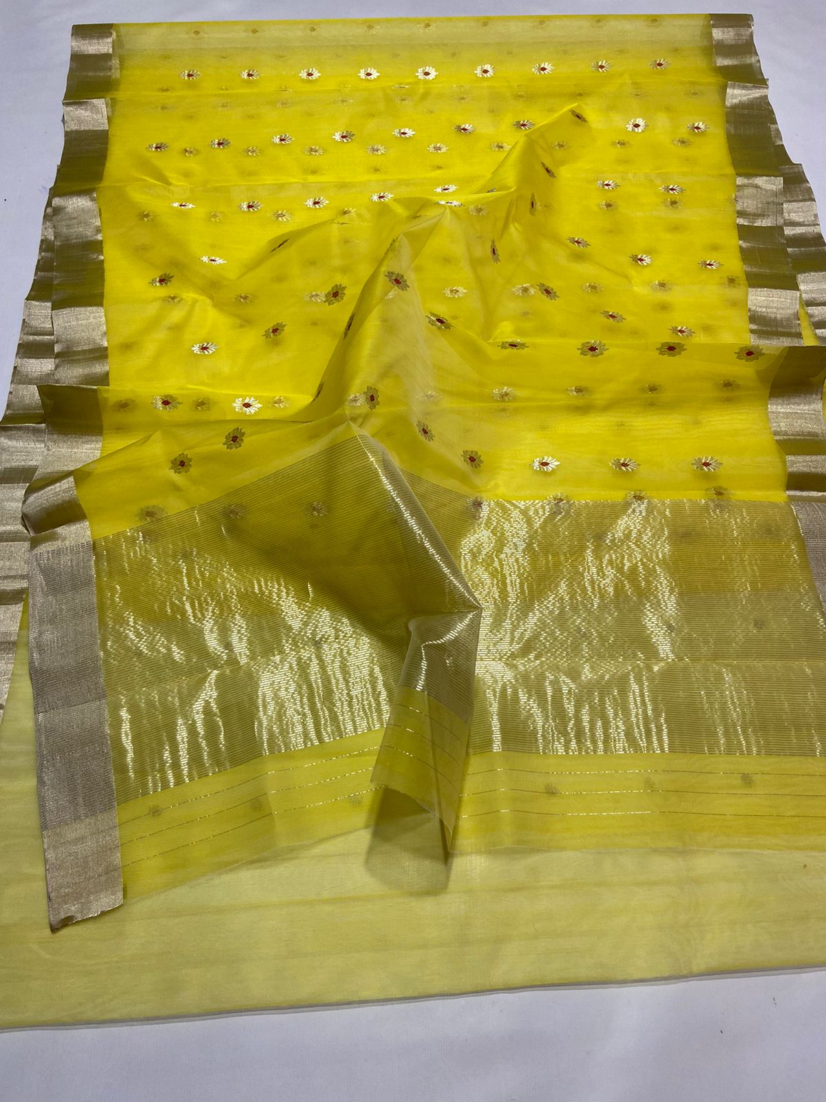 YELLOW CHANDERI SAREE