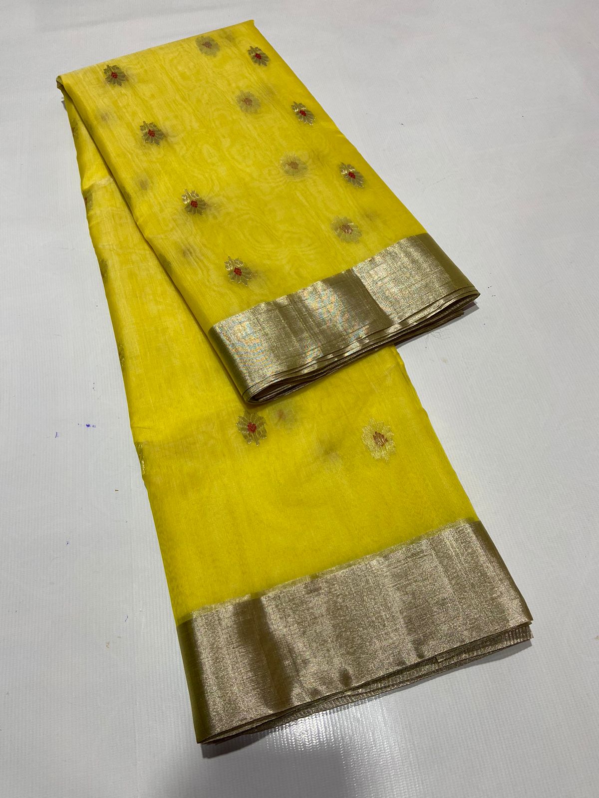 YELLOW CHANDERI SAREE