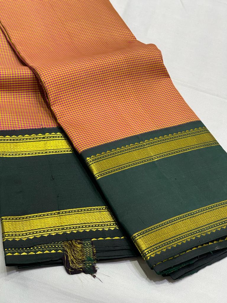 ORENGE AND GREEN KANCHI SAREE