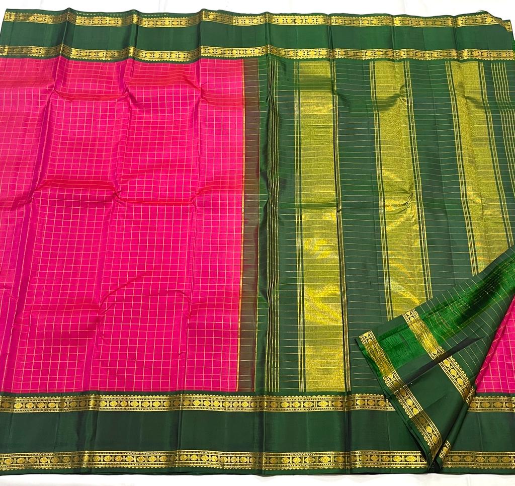 PINK AND GREEN KANCHI SAREE