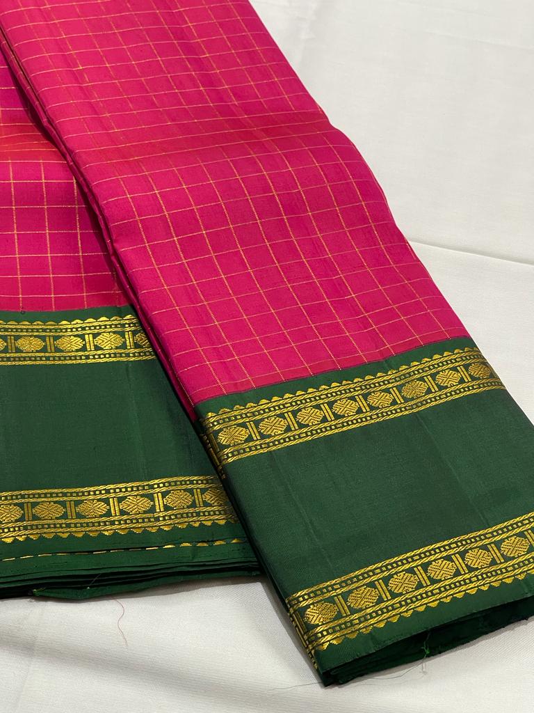 PINK AND GREEN KANCHI SAREE