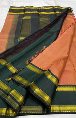 ORENGE AND GREEN KANCHI SAREE