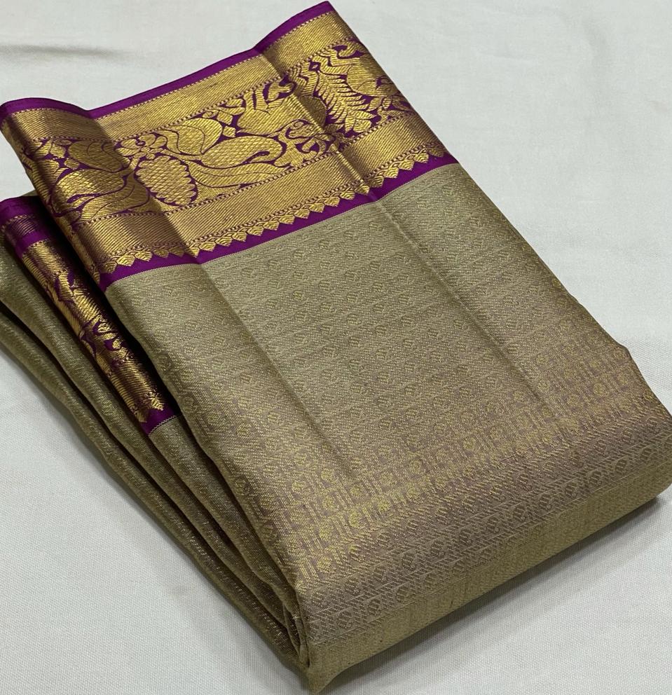 BROWN GOLD  KANCHI SAREE