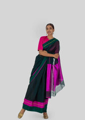 GREEN / PINK CHANDERI SAREE