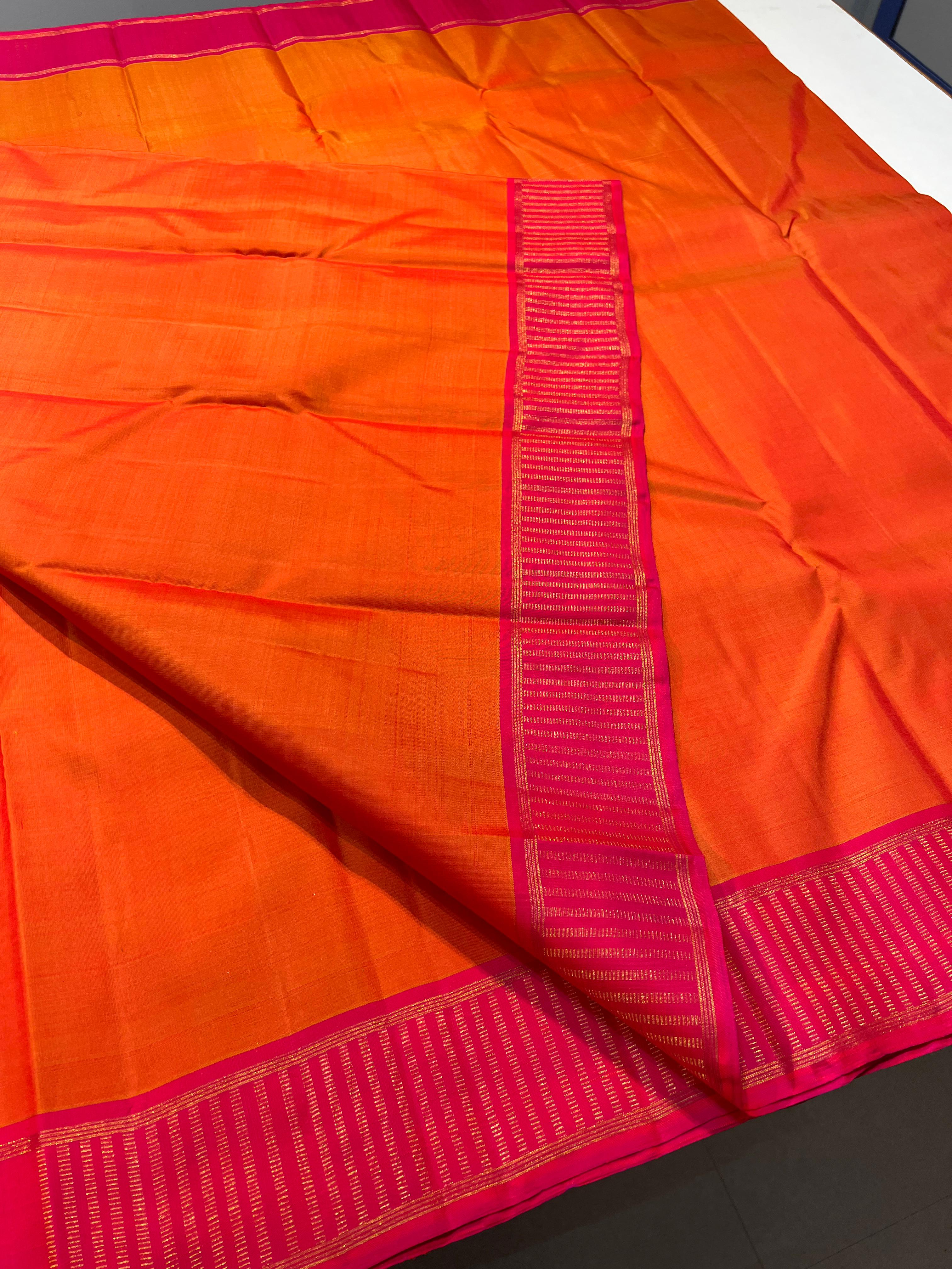 ORENGE AND PINK KANCHI SAREE