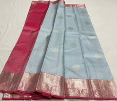 GREY / PINK KANCHI SAREE