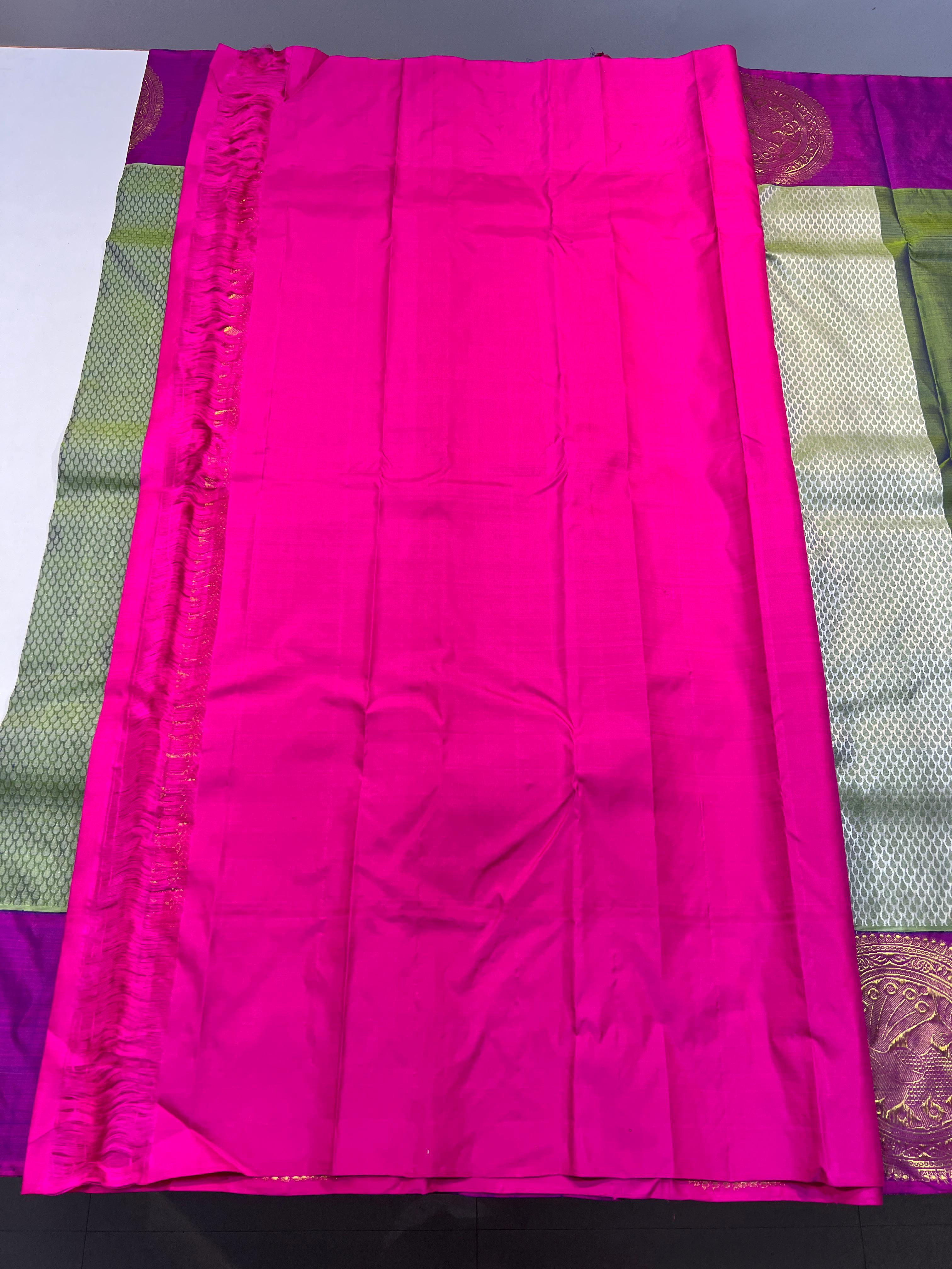 GREEN / MAGENTA KANCHI SAREE