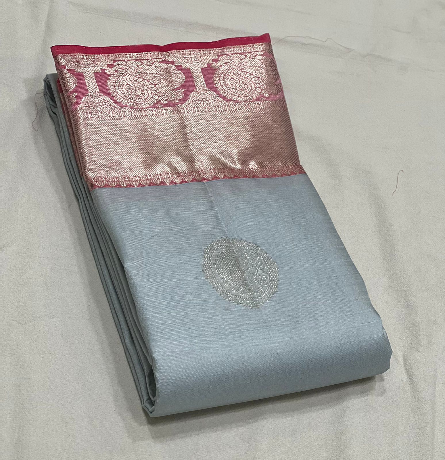 GREY / PINK KANCHI SAREE