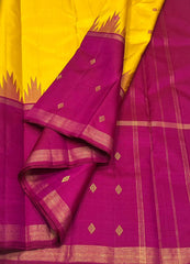 YELLOW / PINK TEMPLE  SILK SAREE