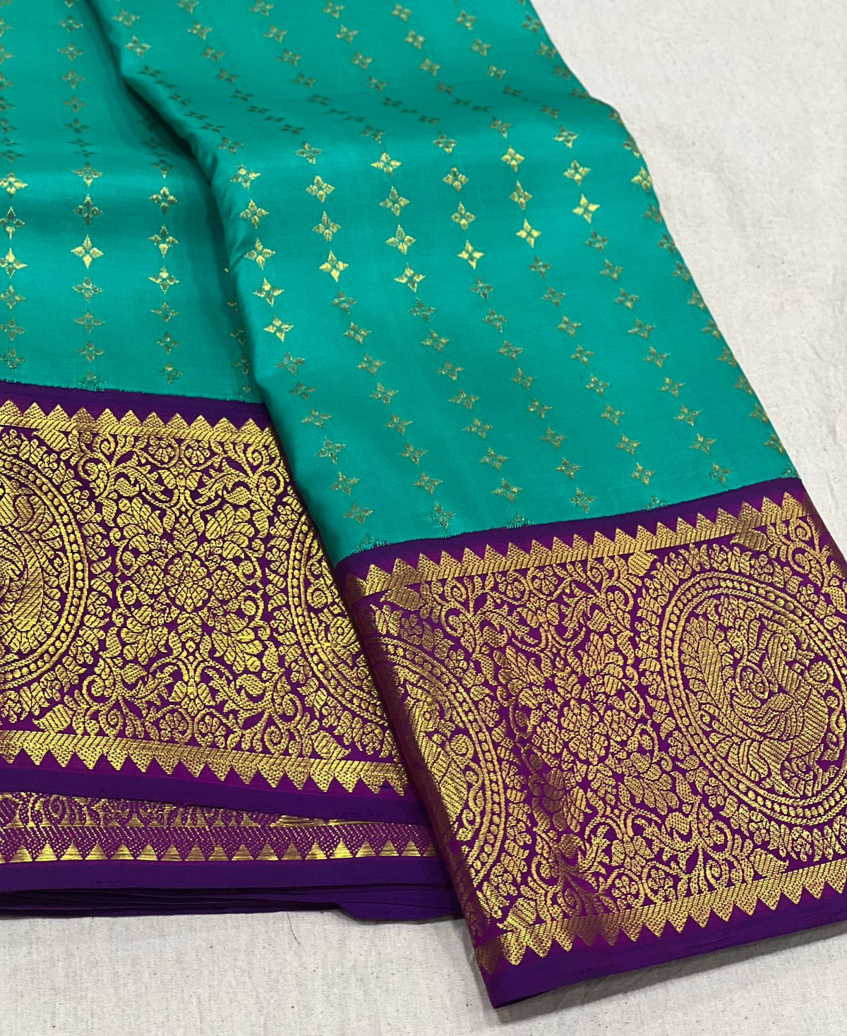 Green / Purple Kanchi Silk Saree