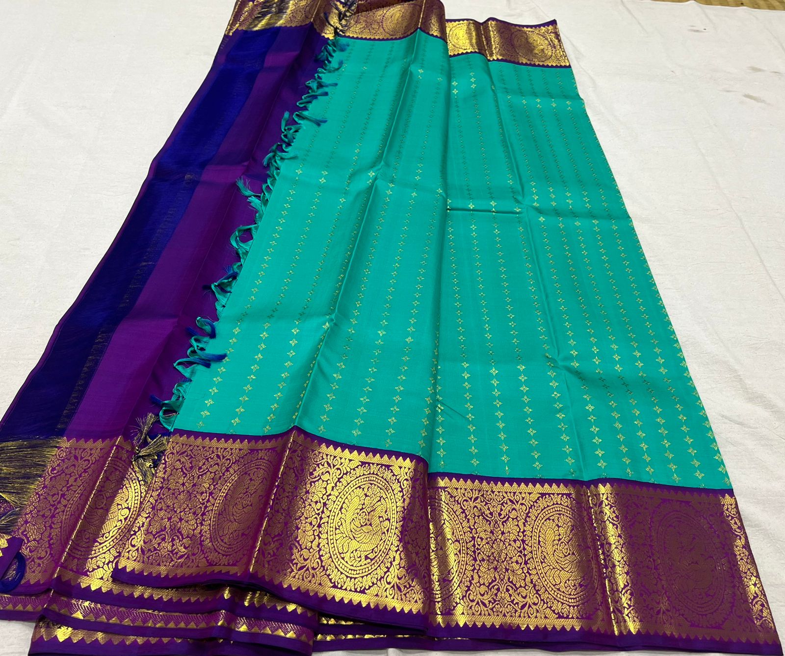 Green / Purple Kanchi Silk Saree