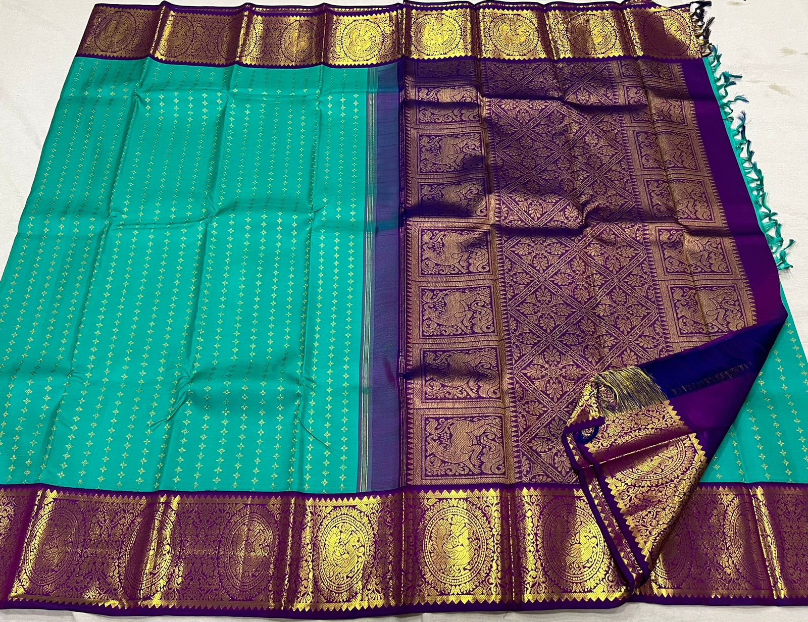 Green / Purple Kanchi Silk Saree