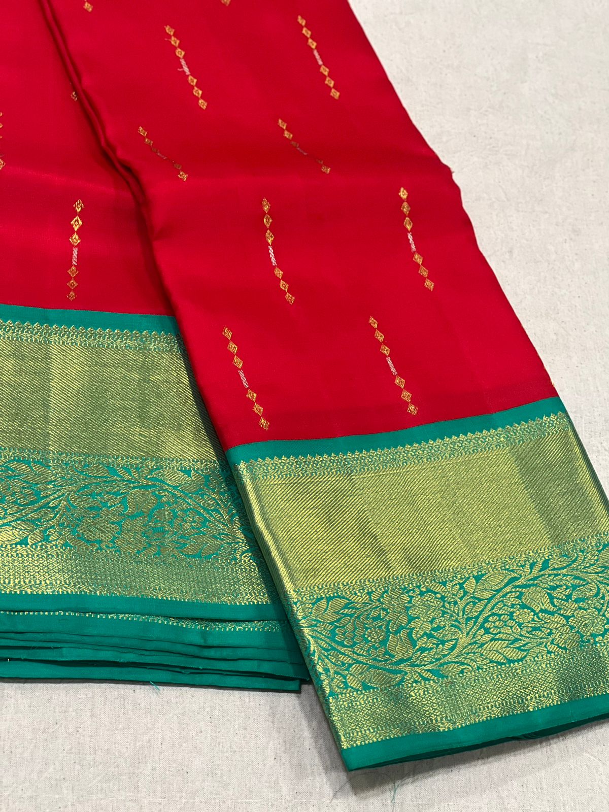 Red / Green Kanchi Silk Saree