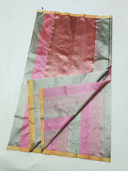 MINT GREEN / PINK STRIPS CHANDERI SAREE