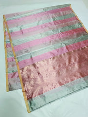 MINT GREEN / PINK STRIPS CHANDERI SAREE