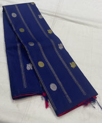 NAVY BLUE / PINKISH RED BORDERLESS SAREE