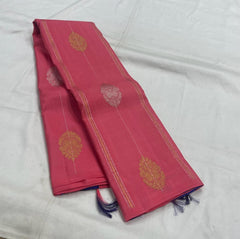 PEACH PINK / BLUE BORDERLESS SAREE