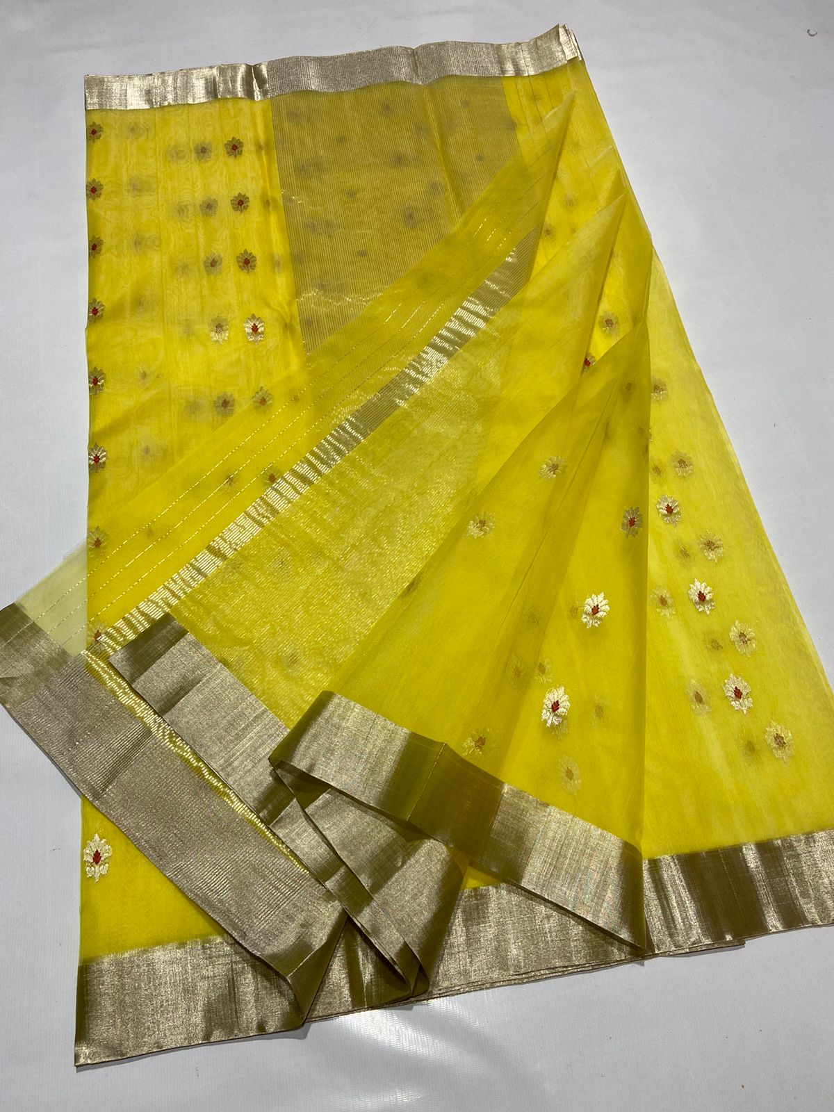 YELLOW CHANDERI SAREE