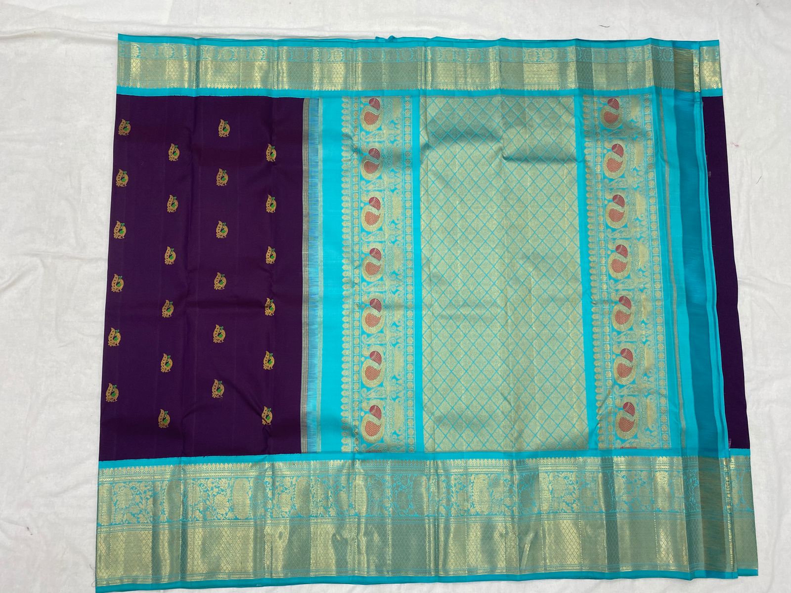 PURPLE / BLUE GADWAL PATTU SAREE