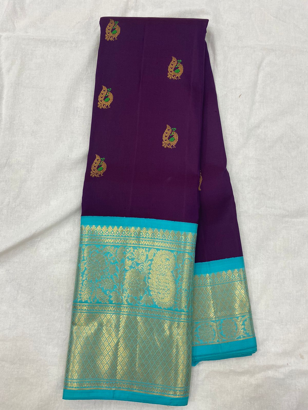 PURPLE / BLUE GADWAL PATTU SAREE