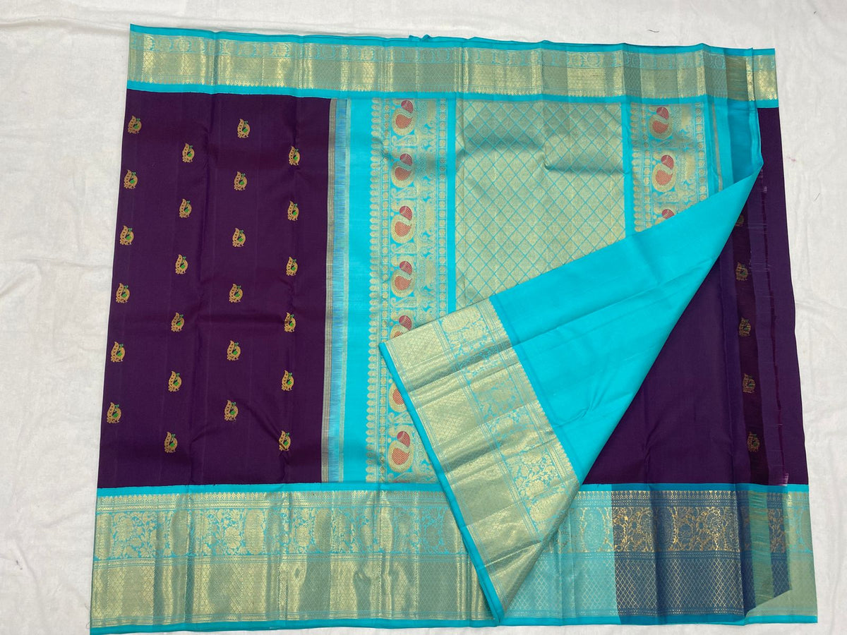 PURPLE / BLUE GADWAL PATTU SAREE