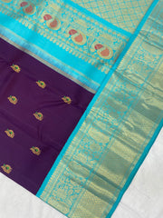 PURPLE / BLUE GADWAL PATTU SAREE