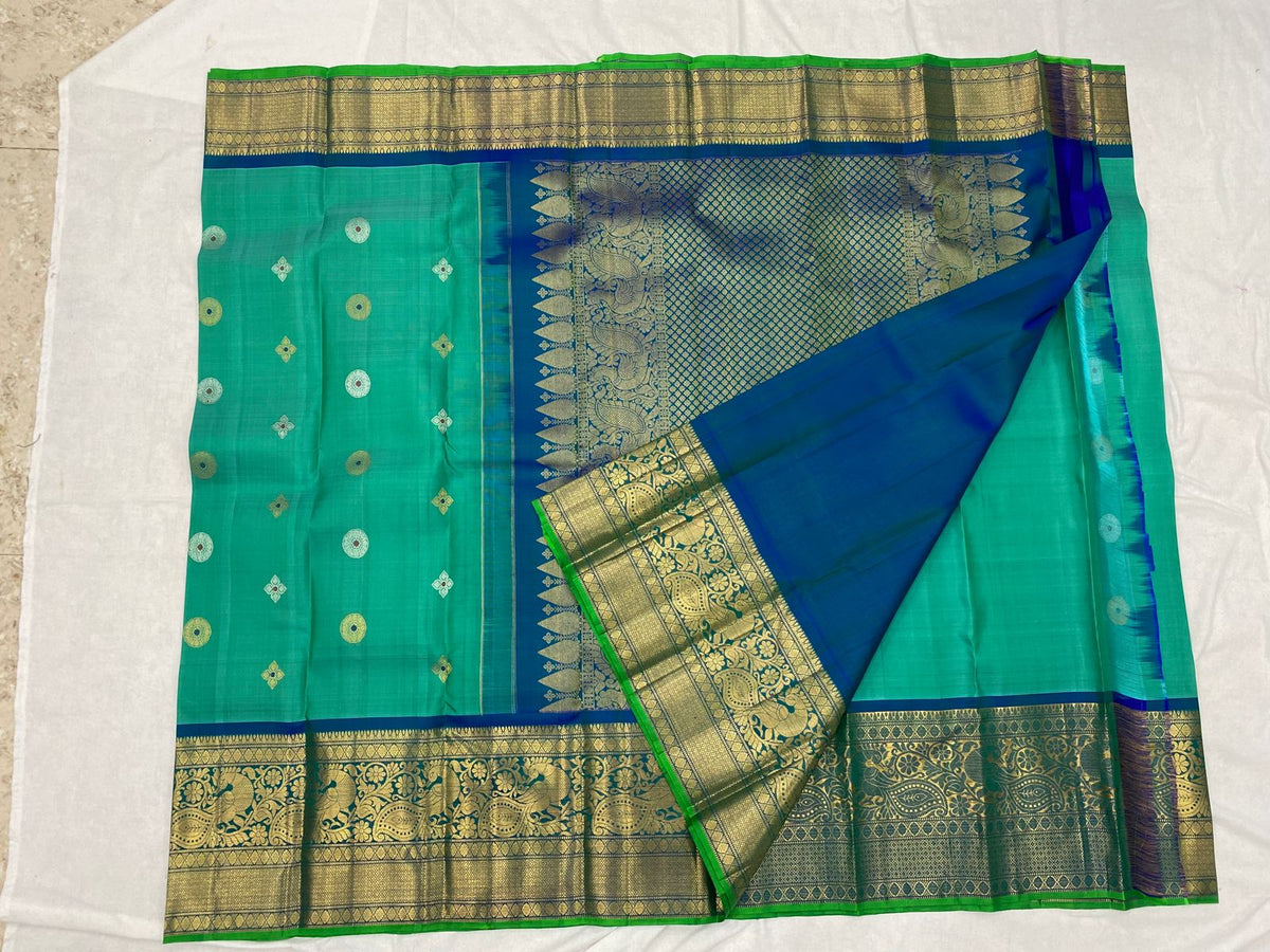 GREEN / BLUE GADWAL PATTU SAREE