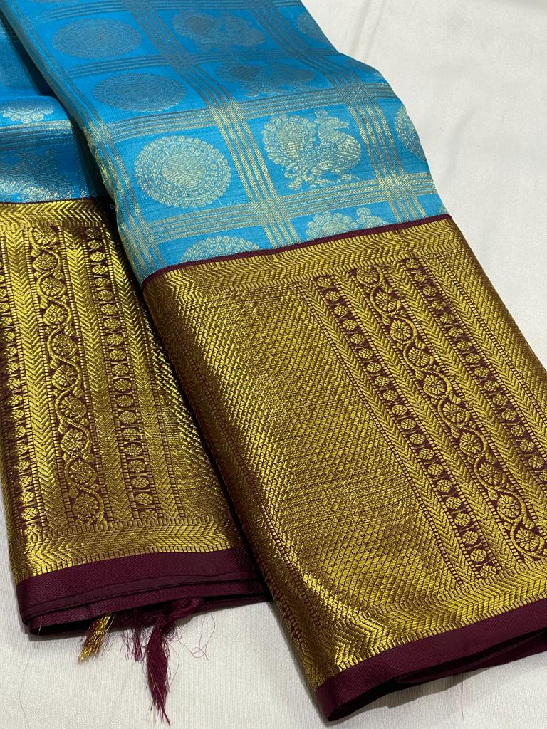 BLUE / MAROON KANCHI SAREE