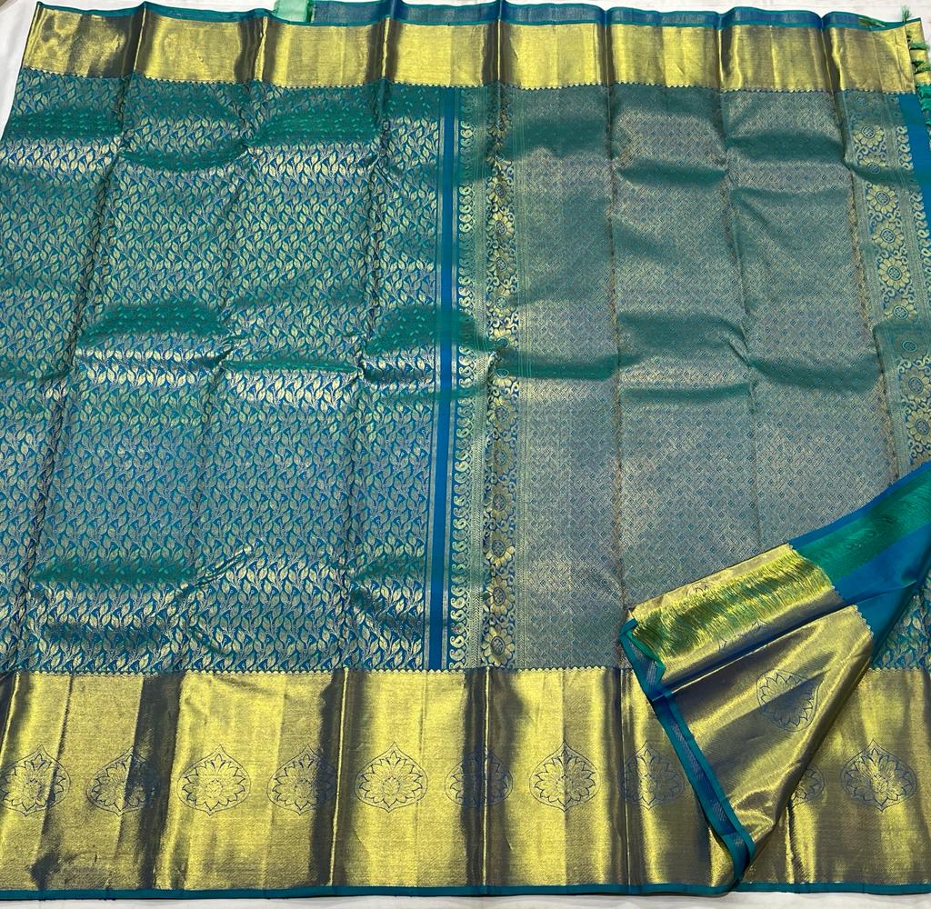 PEACOCK BLUE KANCHI SAREE