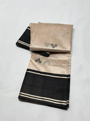 BEIGE / BLACK CHANDERI SAREE