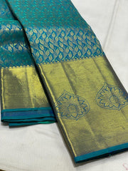 PEACOCK BLUE KANCHI SAREE