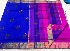 BLUE / PINK  SIMPLE TUSSAR SILK SAREE