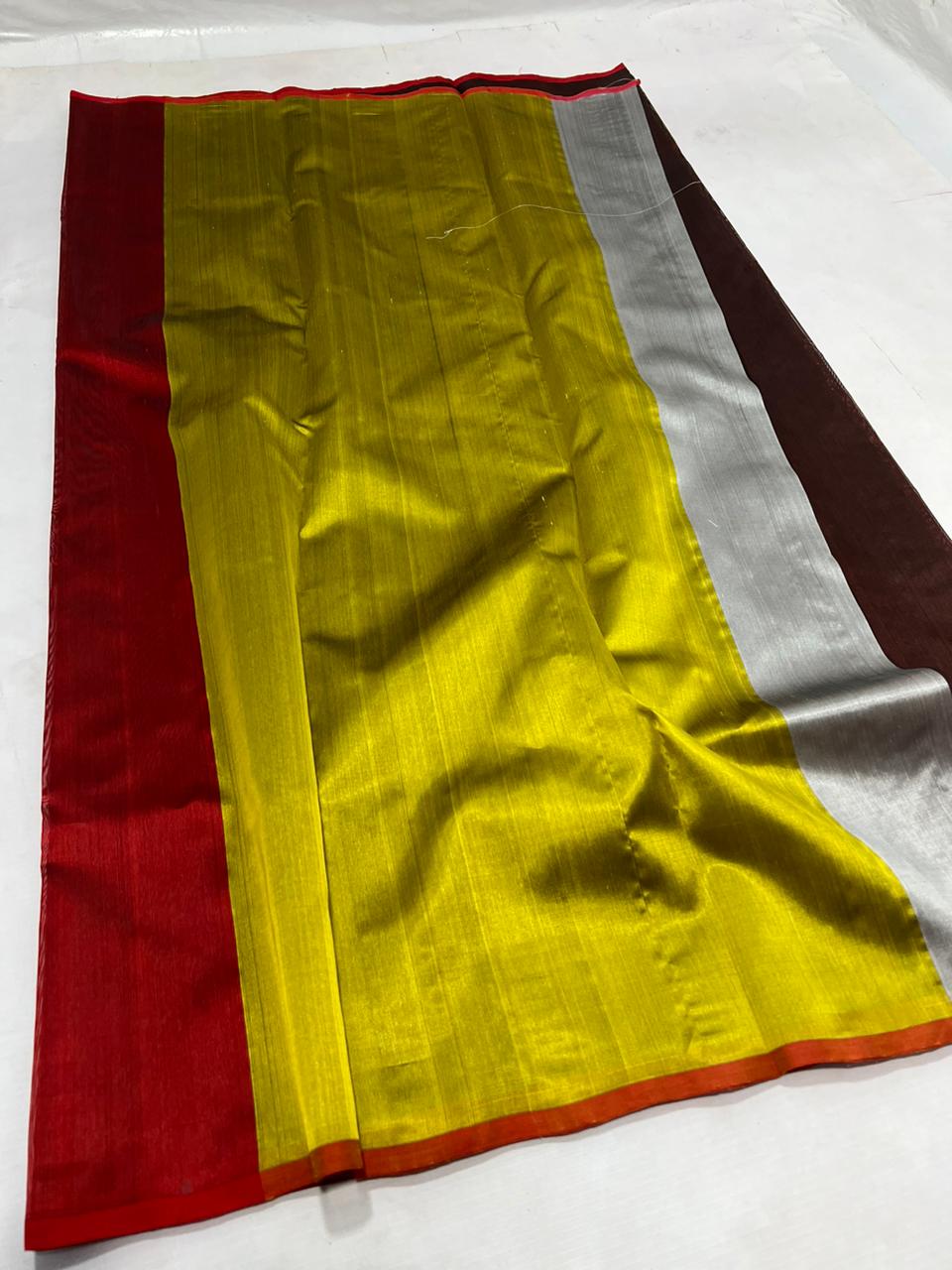 RED / YELLOW / COMBO  CHANDERI SAREE