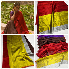 RED / YELLOW / COMBO  CHANDERI SAREE