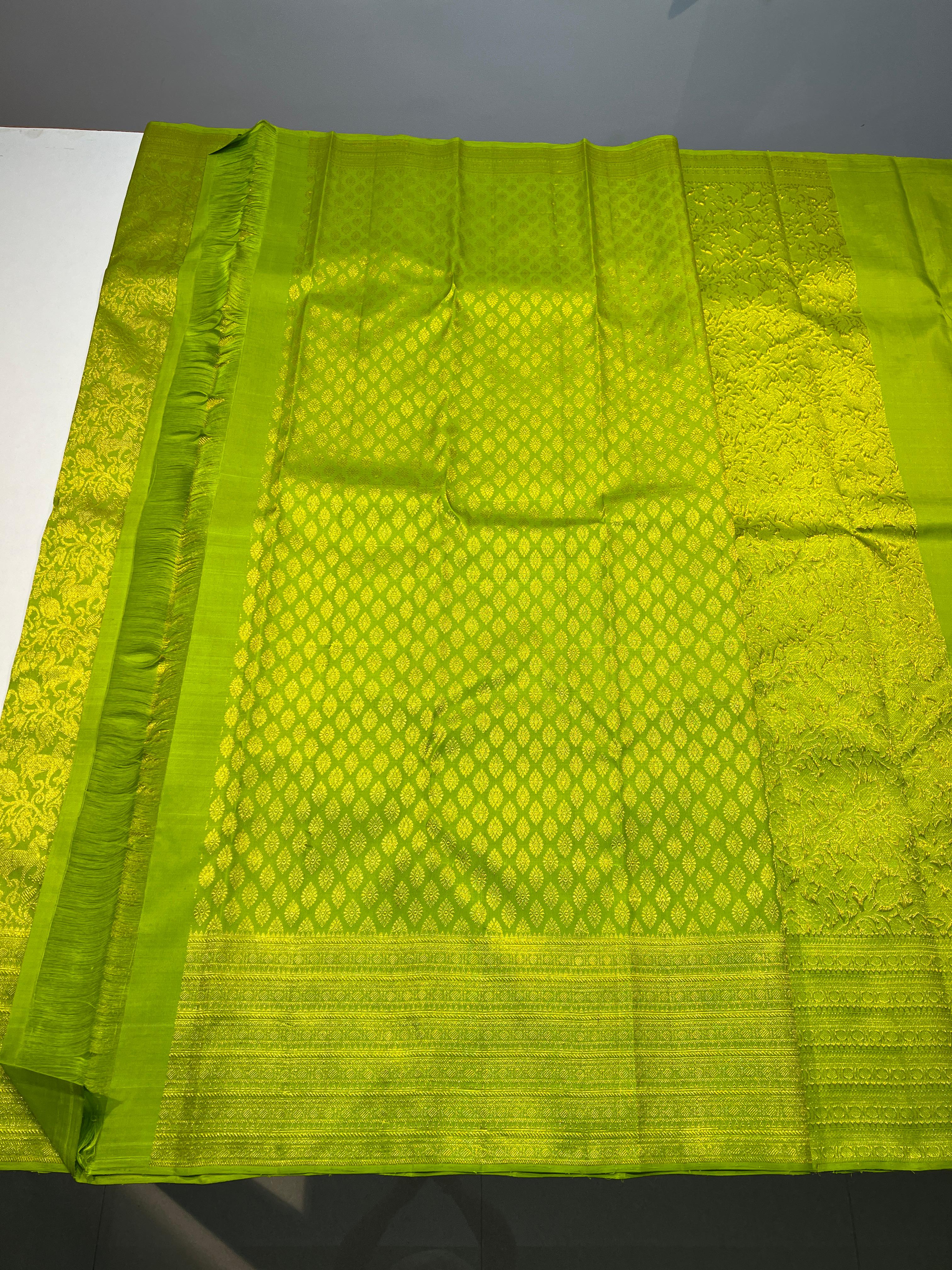 PARROT GREEN  KANCHI SAREE