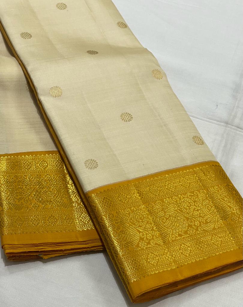 HALF WHITE / YELLOW KANCHI SAREE